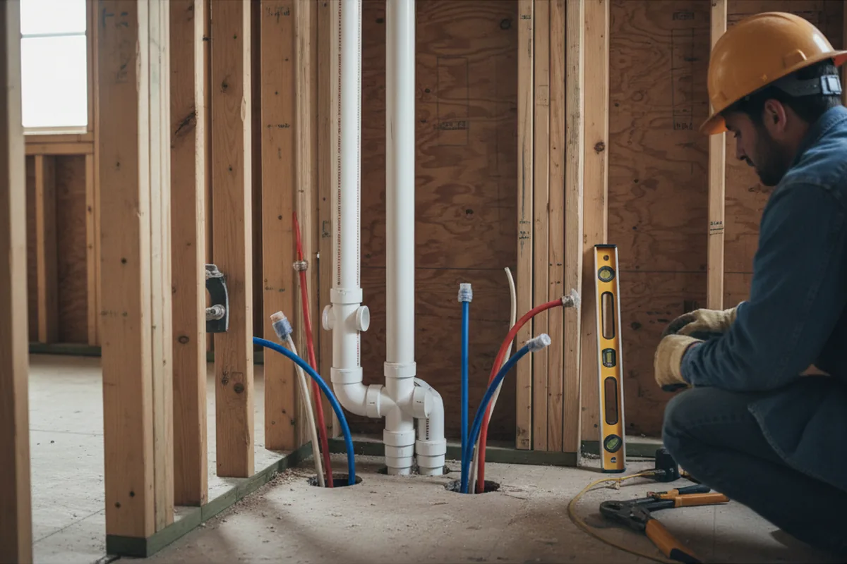 Drain and supply rough-in during Drain Cleaning in Owingsville